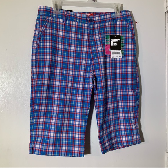 BLUE PLAID PANTS NEW Celebrity Design Sz 13 - Picture 1 of 6
